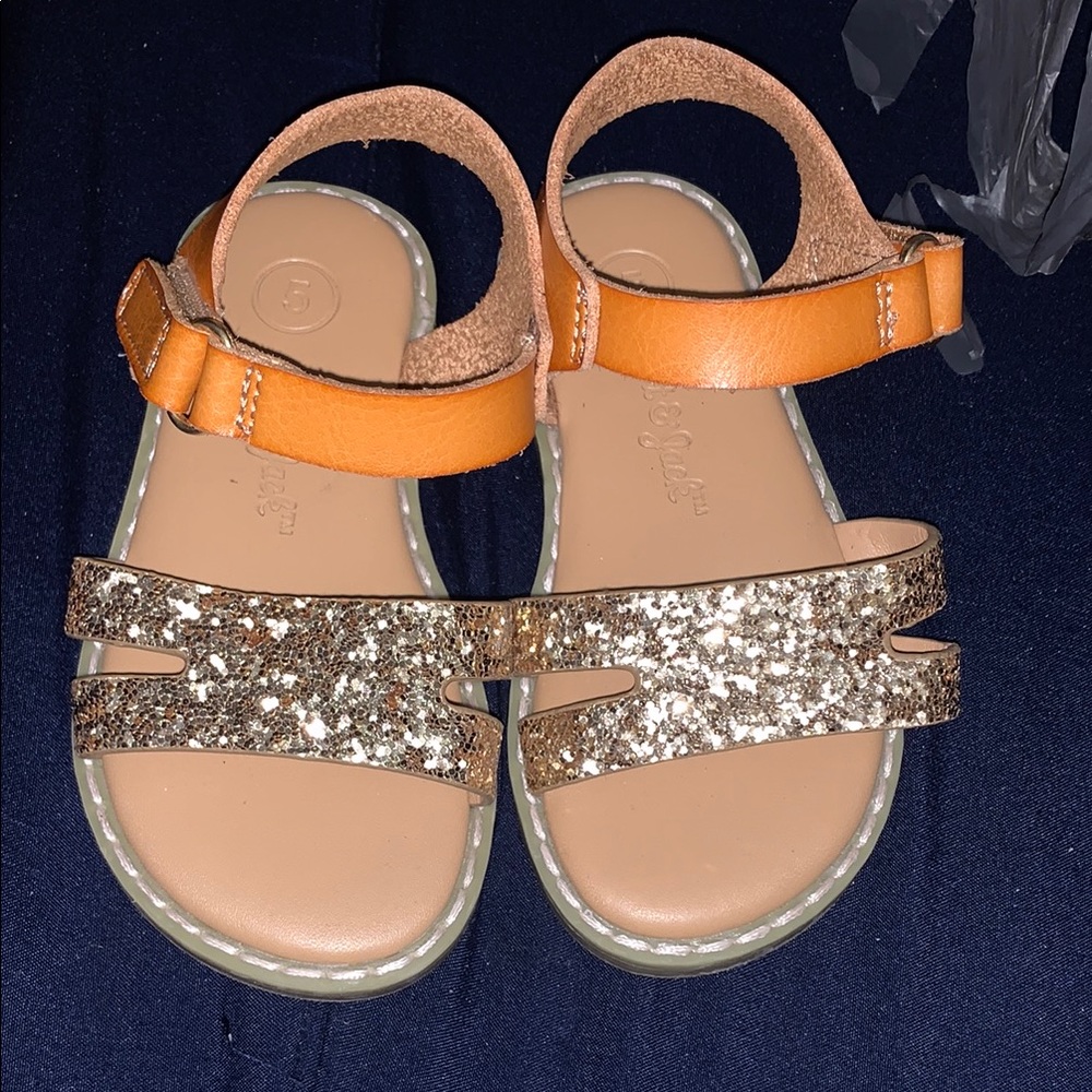 Cat & Jack Glitter Sandals - Orange and Gold
